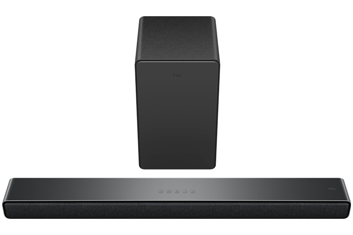 Barre de son TCL classe Q Premium 5.1 canaux avec DTS Virtual:X, haut-parleur central intégré, enceinte ambiophonique et caisson de basse sans fil - Q6510-CA
