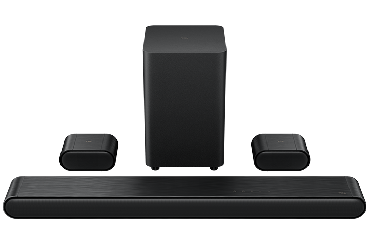 Barre de son TCL classe S 5.1 canaux avec DTS Virtual:X, haut-parleur central intégré, enceinte ambiophonique et caisson de basse sans fil - S4510-CA